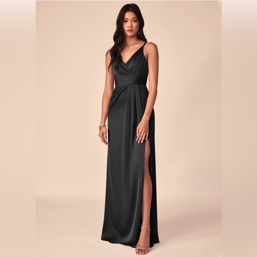 Azazie Aqua Stretch Bridesmaid Dress in Black